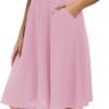Womens High Waisted A Line Pleated Midi Skirt Button Front Skirts with Pocket