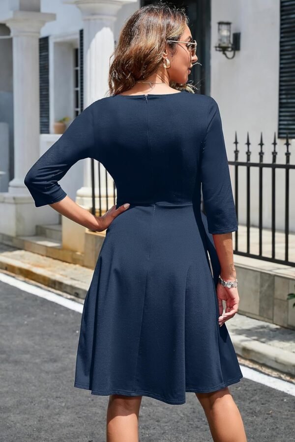 Womens 2024 Elegant Ruffle Sleeve Flared A Line Swing Casual Party Cocktail Dresses