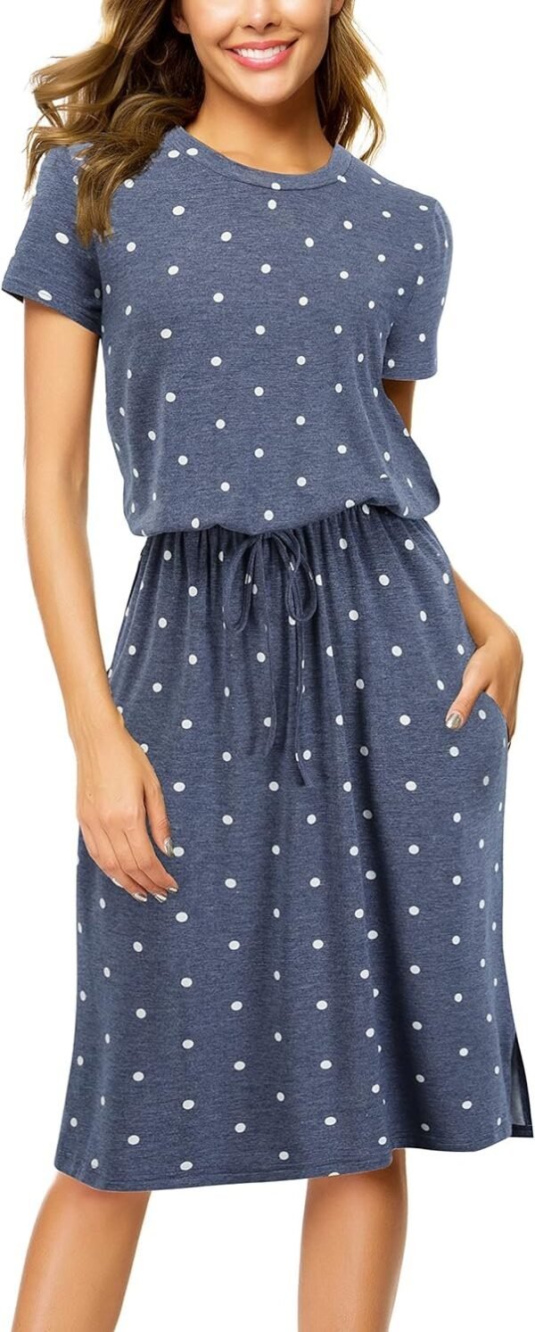 Womens Hide Belly Mid Length Work Casual Dress with Pockets