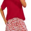 Womens 2 Piece Summer Short Sleeve Tops Printed Shorts Tracksuit