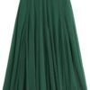 Women's Tulle Skirt Elastic High Waist Layered Pleated Mesh Flowy A-line Midi Skirt