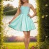 Women's Strapless Sequin A-Line Sequin Elegant Short Prom Cocktail Dress