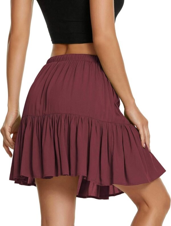 Women's Flared Short Skirt Floral/Solid Ruffle Mini Skater Skirt