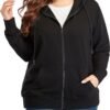 Women's Plus Size Full Zip-Up Hoodie Jacket Cotton Sweatshirt