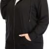Women's Plus Size Full Zip-Up Hoodie Jacket Cotton Sweatshirt