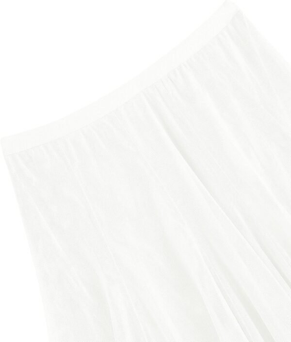 Women's Tulle Skirt Elastic High Waist Layered Pleated Mesh Flowy A-line Midi Skirt