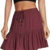 Women's Flared Short Skirt Floral/Solid Ruffle Mini Skater Skirt