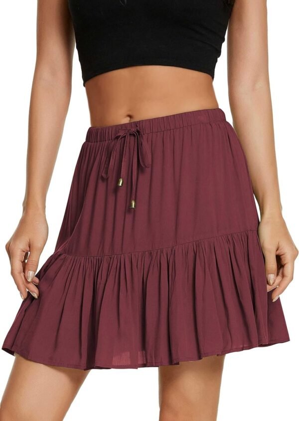 Women's Flared Short Skirt Floral/Solid Ruffle Mini Skater Skirt