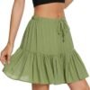 Women's Flared Short Skirt Floral/Solid Ruffle Mini Skater Skirt