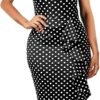 Women's Vintage Short Sleeve Polka Dot Falbala Fold Slim Fit Pencil Dress