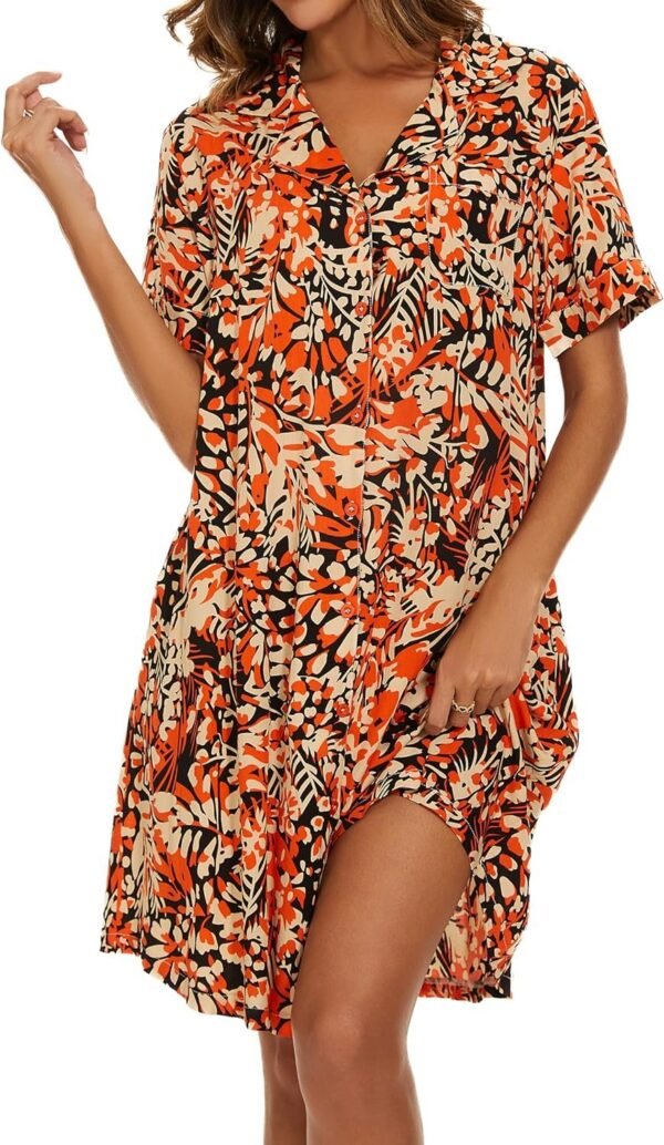 Cotton House Dress Women's Classic Nightgown Short Sleeve Housecoat Button-Up Front Duster Robe…