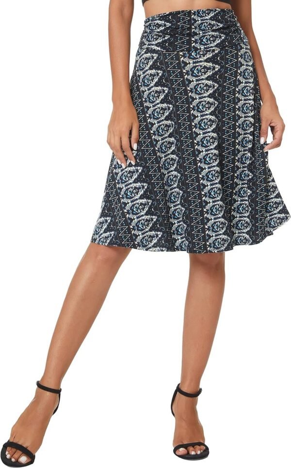 Women's Ruched Waist Stretchy Flared Yoga Skirt High Waist Midi Skirt for Women, 14, Large