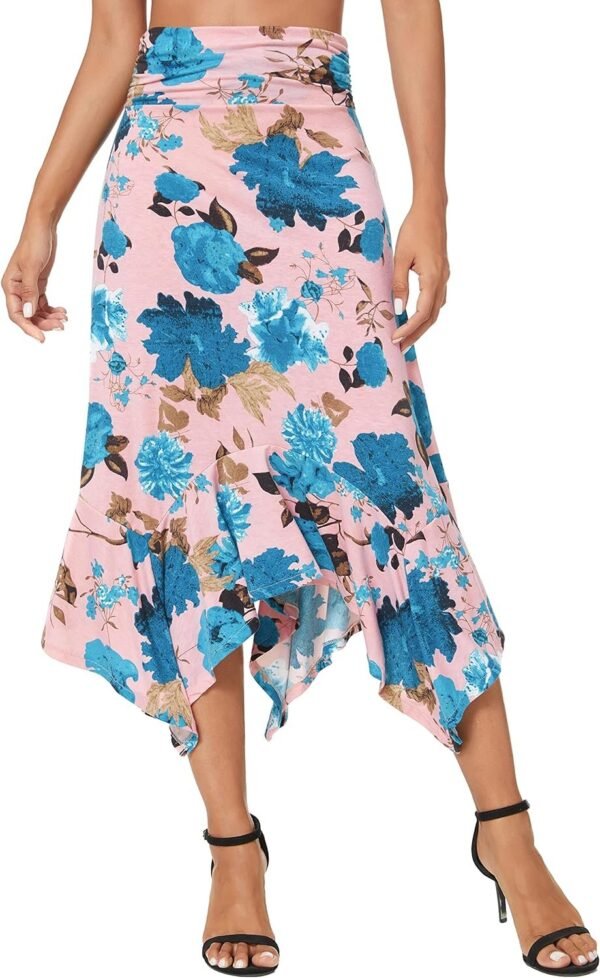 Women's Flowy Stretchy Skirt Handkerchief Hemline Midi Skirt