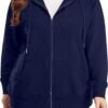 Women's Plus Size Full Zip-Up Hoodie Jacket Cotton Sweatshirt
