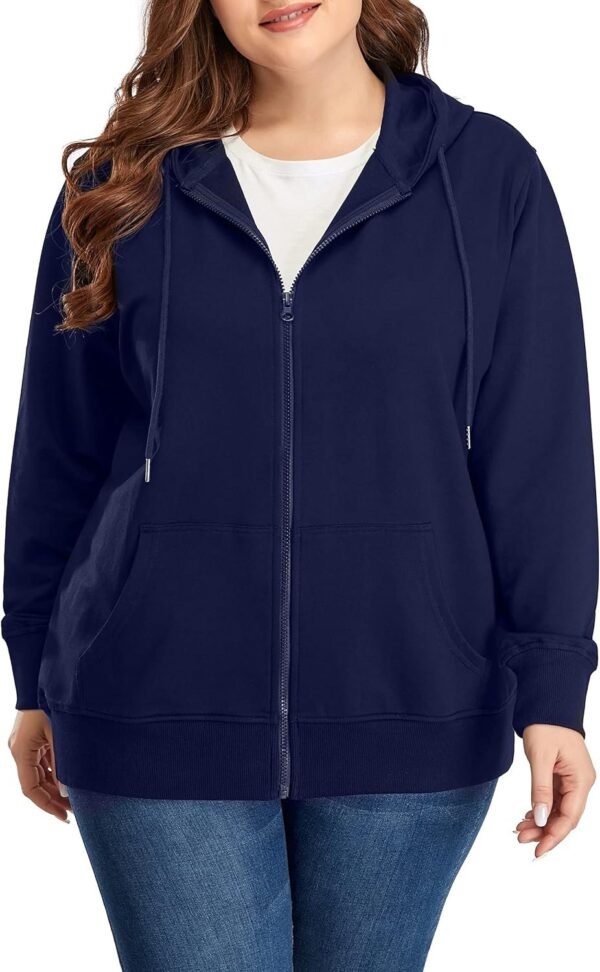 Women's Plus Size Full Zip-Up Hoodie Jacket Cotton Sweatshirt