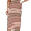 Women's Striped Midi Halter Ribbed Dress