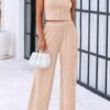 Womens 2 Piece Summer Casual Tank Tops And Wide Leg Pants Tracksuits