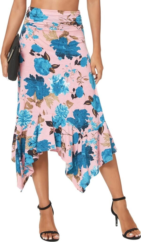 Women's Flowy Stretchy Skirt Handkerchief Hemline Midi Skirt