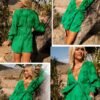 Rompers for Women Dressy Spring Summer Tie Knot Front Sexy V Neck Jumpsuits