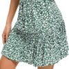 Women's Flared Short Skirt Floral/Solid Ruffle Mini Skater Skirt