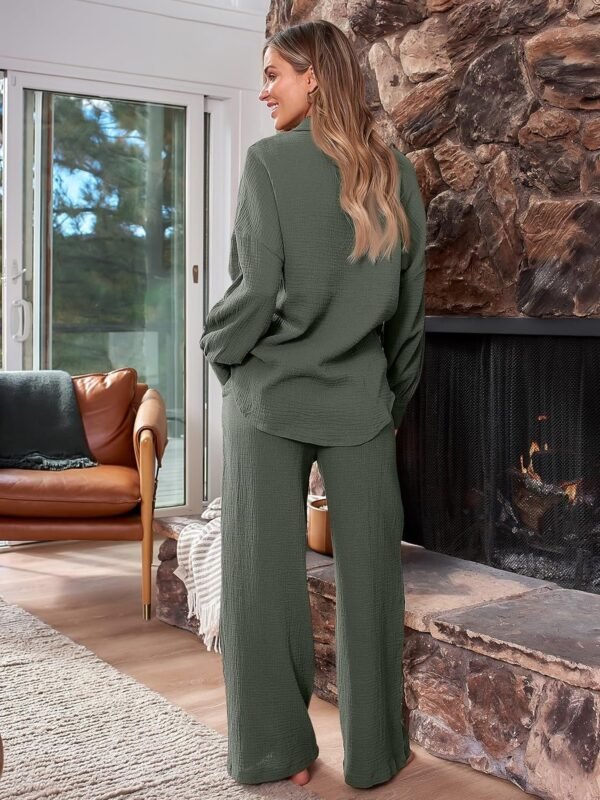 Womens 2 Piece 2024 Spring Clothes Fashion Outfits Two Piece Matching Wide Leg Palazzo Pants Sets Tracksuit Clothes