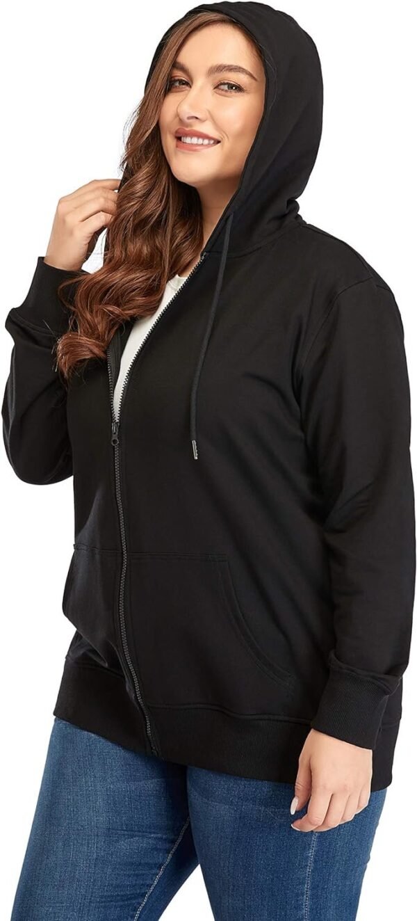 Women's Plus Size Full Zip-Up Hoodie Jacket Cotton Sweatshirt