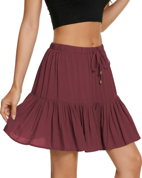 Women's Flared Short Skirt Floral/Solid Ruffle Mini Skater Skirt