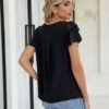 Women Dressy Casual Tops Business Work Blouses Summer Shirts Short Sleeve Crew Neck Outfits 2024