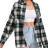 Plaid Flannel Button Down Shirts for Women Oversized Dressy Casual Long Sleeve Tops Blouse