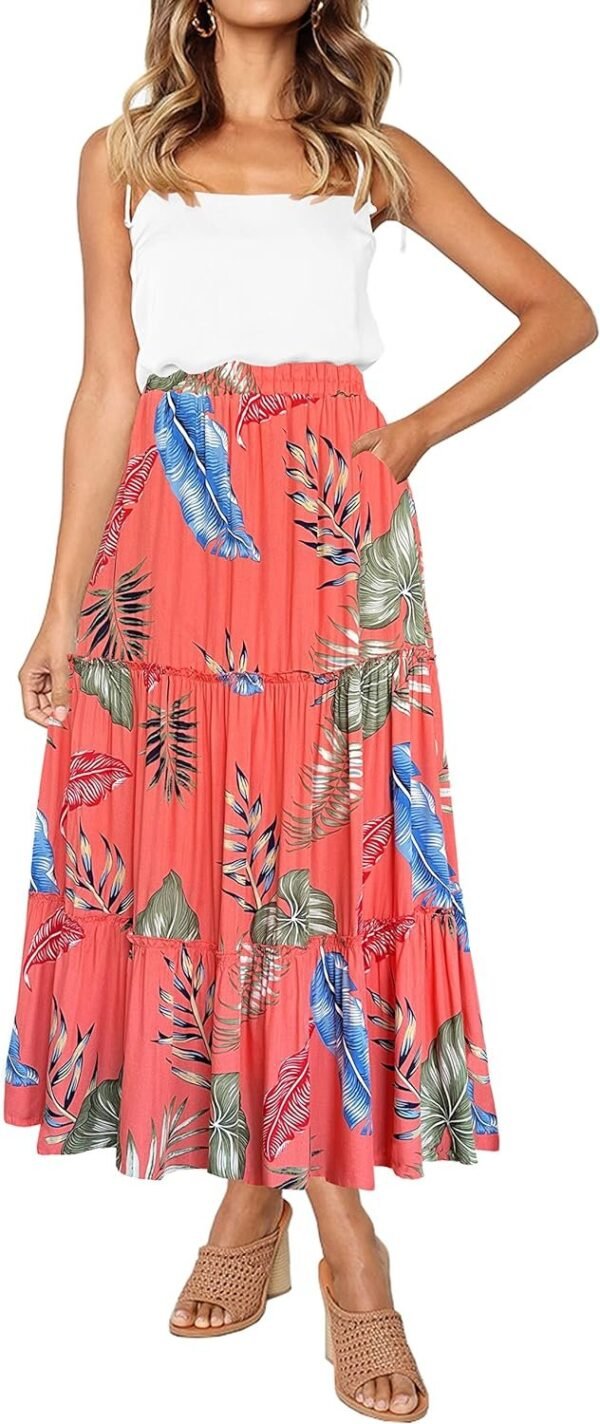 81TBFeWqfnL._AC_SL1500.jpg Womens High Waist A Line Ruffle Swing Long Maxi Skirt with Pockets