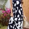 Women Summer Casual Bohemian Maxi Dress V-Neck Sleeveless Flowy Boho Floral Beach Long Dress with Pockets