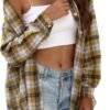 Plaid Flannel Button Down Shirts for Women Oversized Dressy Casual Long Sleeve Tops Blouse