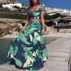 Womens Summer Sexy 2 Pieces Outfits Ruffle Floral Tank Top Wrap Boho Tropical Long Skirt Set Clubwear Dresses