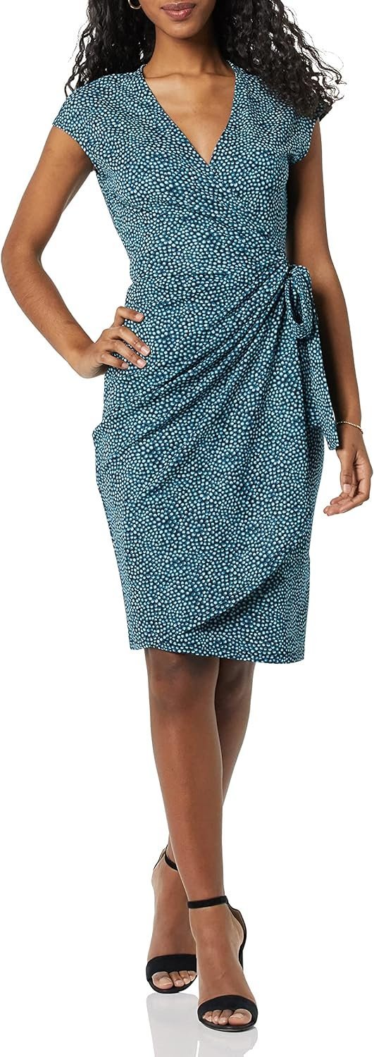 Women's Classic Cap Sleeve Wrap Dress (Available in Plus Size)