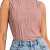 Women's Sleeveless Mock Neck Textured Tank Top