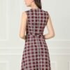 Women's Plaid Dress Sleeveless Fit and Flare Houndstooth Work Dresses