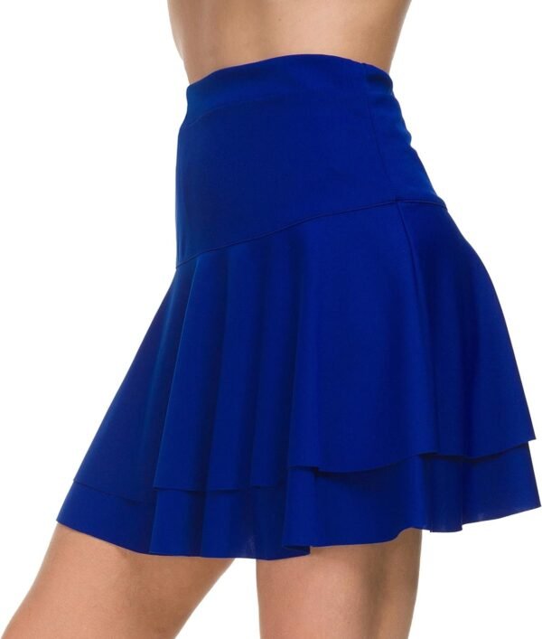 Stretchy Flared Ruffle Layered Mini Skater Skirts for Women