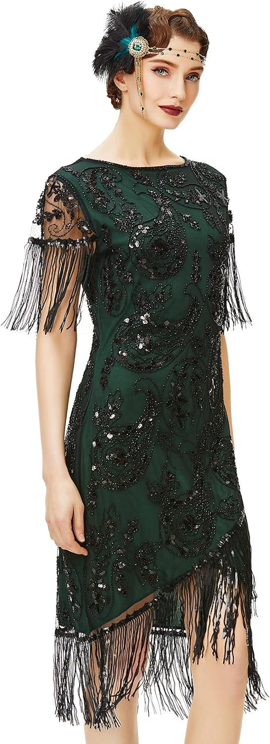 1920s Flapper Dress Great Gatsby Fringed Sequins Dress for Prom Party