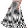 Women Plus Size Maxi Skirt Vintage High Waist Long Skirt with Pockets
