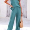 Womens Pullover Tops And Wide Leg Pants Casual Sweater Set