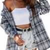 Plaid Flannel Button Down Shirts for Women Oversized Dressy Casual Long Sleeve Tops Blouse