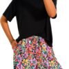Womens 2 Piece Summer Short Sleeve Tops Printed Shorts Tracksuit