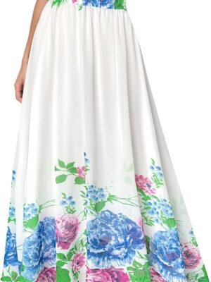 Women Floral Long Skirts Chiffon Summer Beach High Waisted Maxi Skirts