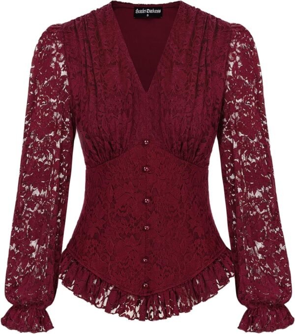Scarlet Darkness Women's Medieval Shirt with Lace Gothic Shirt