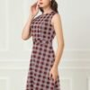 Women's Plaid Dress Sleeveless Fit and Flare Houndstooth Work Dresses