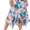 Women's Flowy Stretchy Skirt Handkerchief Hemline Midi Skirt