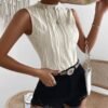 Women's Sleeveless Mock Neck Textured Tank Top