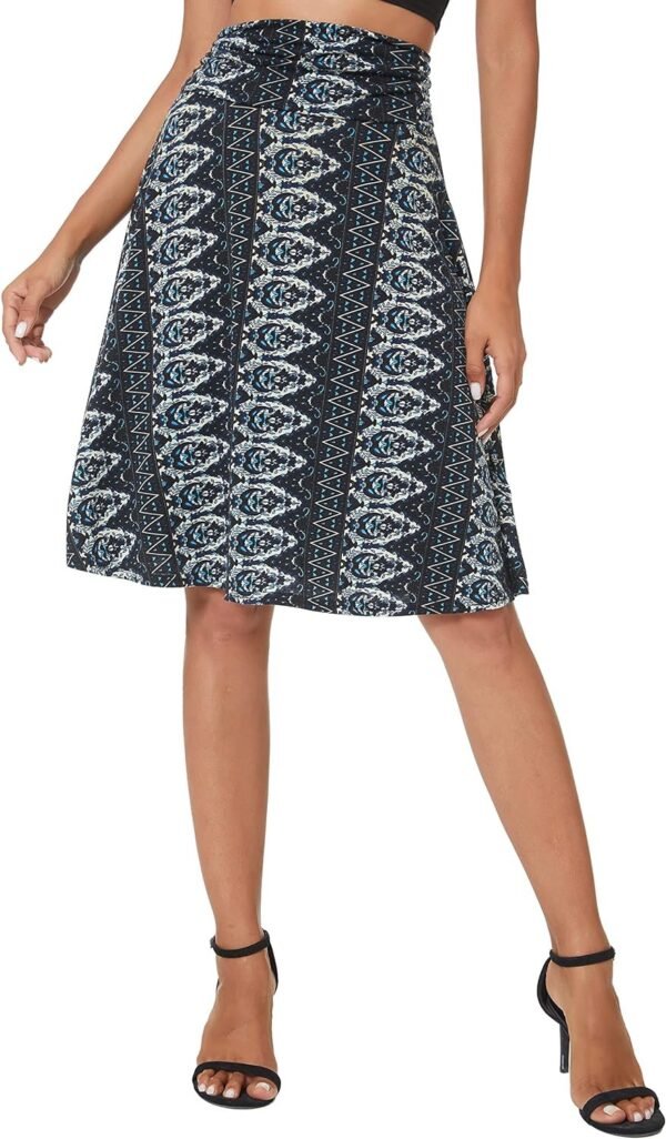 Women's Ruched Waist Stretchy Flared Yoga Skirt High Waist Midi Skirt for Women, 14, Large