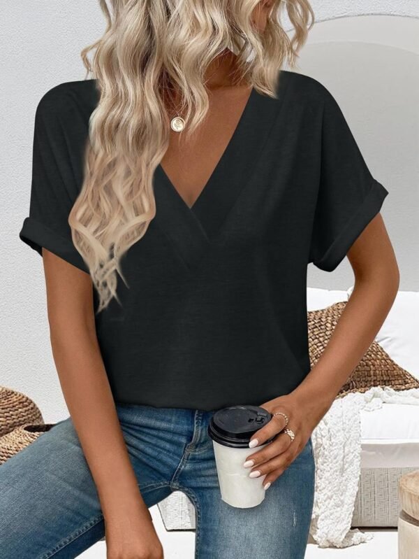 81lyvArl9nL._AC_SL1500.jpg T Shirts Short Sleeve V Neck Tees Womens Fashion Tops Trendy Lightweight Soft 2024 Casual Summer Spring Outfits