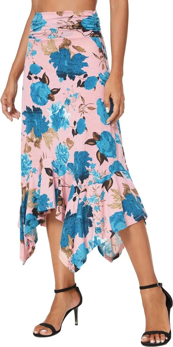 Women's Flowy Stretchy Skirt Handkerchief Hemline Midi Skirt